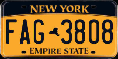 NY license plate FAG3808