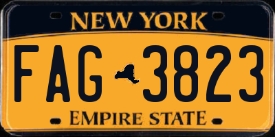 NY license plate FAG3823
