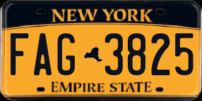 NY license plate FAG3825