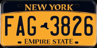 NY license plate FAG3826