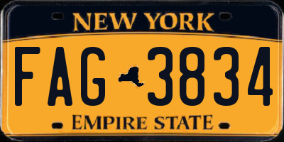 NY license plate FAG3834