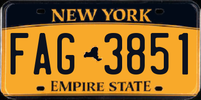 NY license plate FAG3851