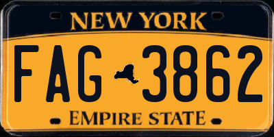 NY license plate FAG3862