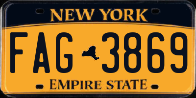 NY license plate FAG3869