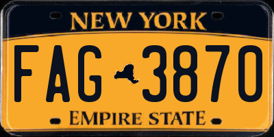NY license plate FAG3870