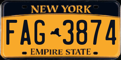 NY license plate FAG3874
