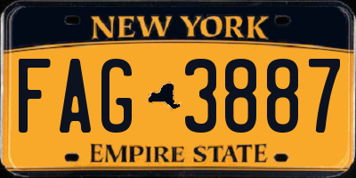 NY license plate FAG3887