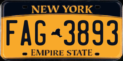 NY license plate FAG3893