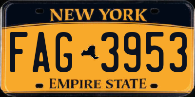 NY license plate FAG3953