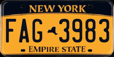 NY license plate FAG3983