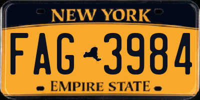 NY license plate FAG3984