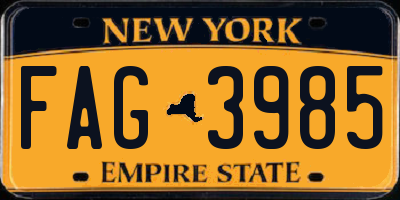 NY license plate FAG3985