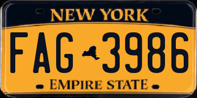 NY license plate FAG3986