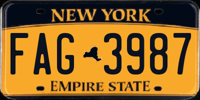 NY license plate FAG3987
