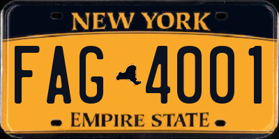 NY license plate FAG4001