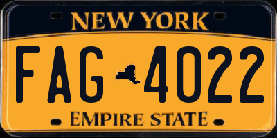 NY license plate FAG4022