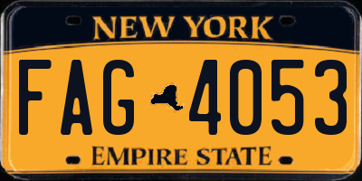 NY license plate FAG4053