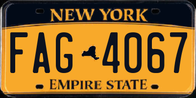 NY license plate FAG4067