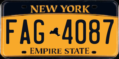 NY license plate FAG4087