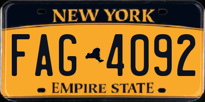 NY license plate FAG4092