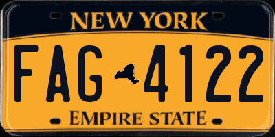 NY license plate FAG4122