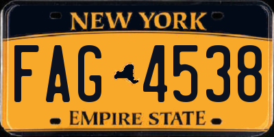 NY license plate FAG4538