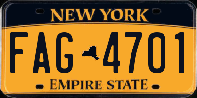 NY license plate FAG4701