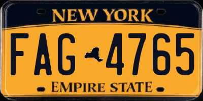 NY license plate FAG4765