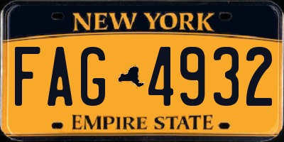 NY license plate FAG4932