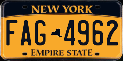 NY license plate FAG4962