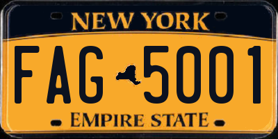 NY license plate FAG5001