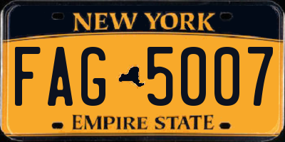 NY license plate FAG5007