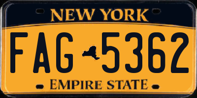 NY license plate FAG5362