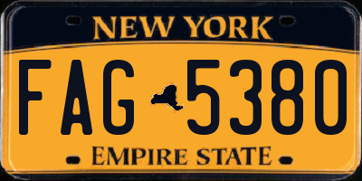 NY license plate FAG5380