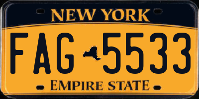 NY license plate FAG5533