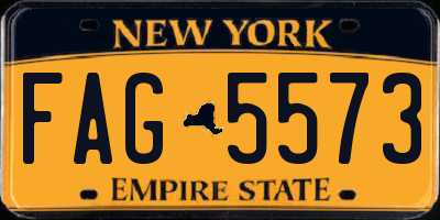 NY license plate FAG5573