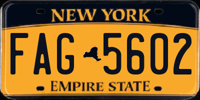 NY license plate FAG5602