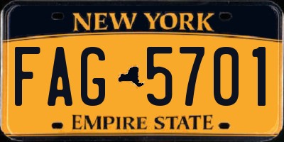 NY license plate FAG5701