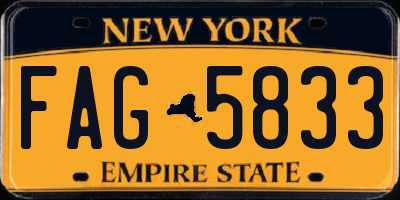 NY license plate FAG5833