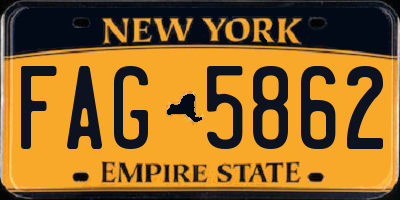 NY license plate FAG5862