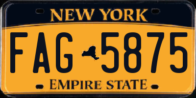 NY license plate FAG5875