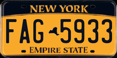NY license plate FAG5933