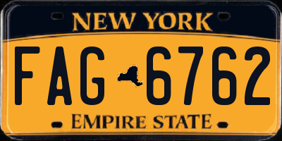 NY license plate FAG6762
