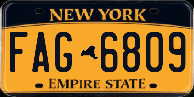 NY license plate FAG6809