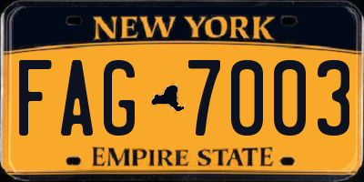 NY license plate FAG7003