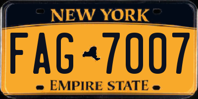 NY license plate FAG7007