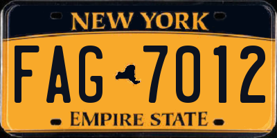 NY license plate FAG7012