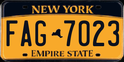 NY license plate FAG7023