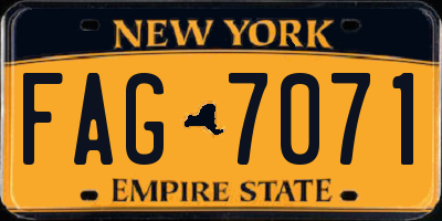 NY license plate FAG7071