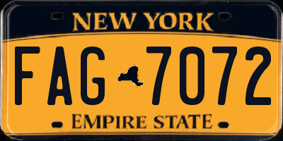 NY license plate FAG7072